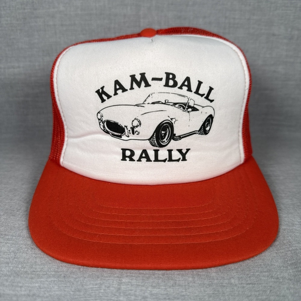 Vintage 80s Kam-Ball Rally Car Mesh Back Trucker Snapback Hat Cap Yupoong Racing